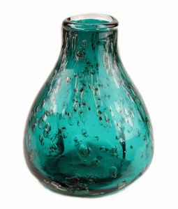 Picture of Hand Blown Glass Vase Turquoise/ Gold 17cm
